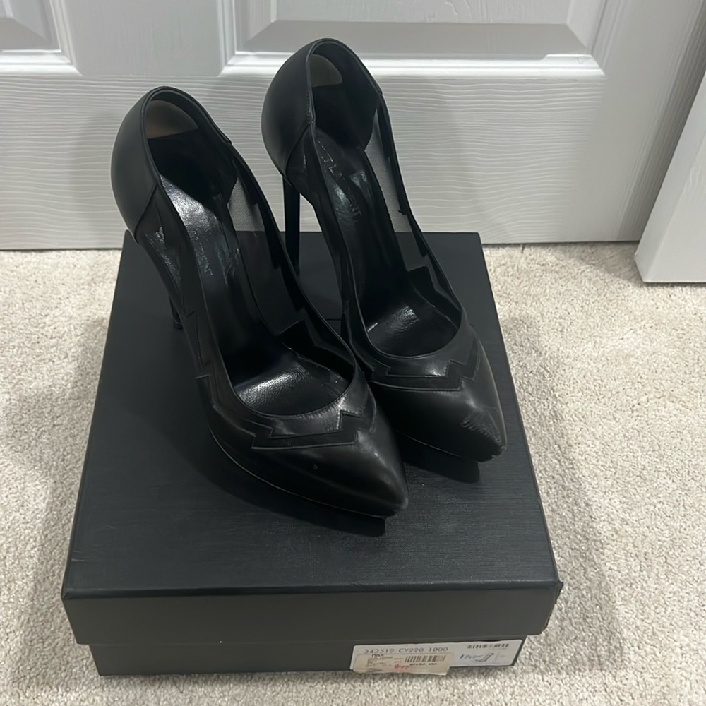 Saint Laurent lightning mesh heels